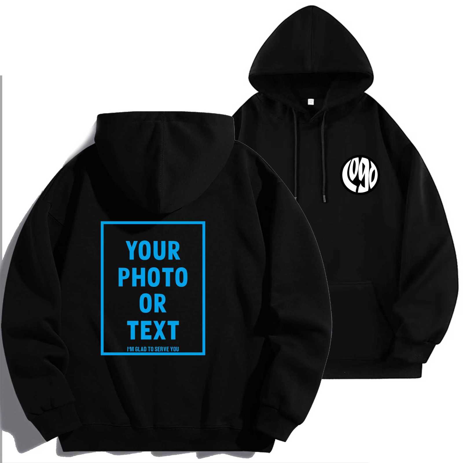 POD customization DIY customization of your brand 320GSM heavyweight new autumn and winter casual pure cotton quality mens top solid color hT251112