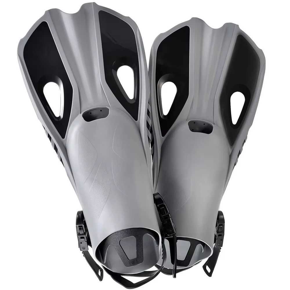 Inflatable Fin Swimming Flip Short Diving Frog Shoes Duck Net Adjustable Silicone Travel Size Open High Heels Adult Female ChildrenY250412K