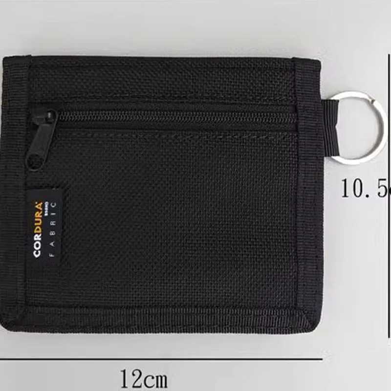 Mini card wallet for men casual coin wallet nylon waterproof cloth mini card holder mens folding wallet mens black Z250411