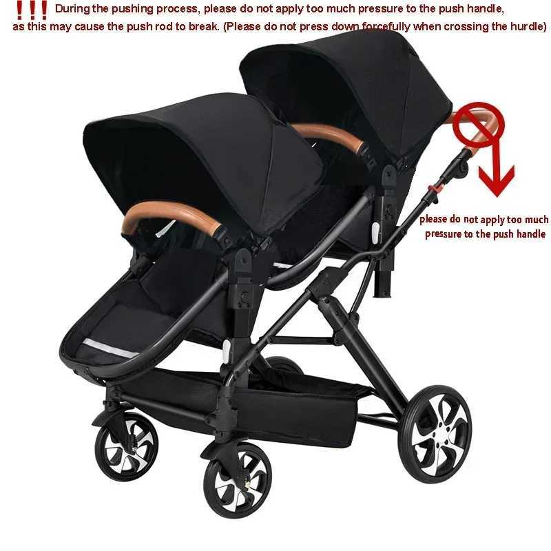 3-in-1 twin baby stroller with car seat twin baby stroller detachable sleep basket high field of view baby stroller W250411