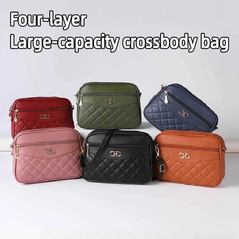 Four-layer large-capacity crossbody bag fashionable diamond-shaped single-shoulder bag versatile camera bag small square bagT2511112
