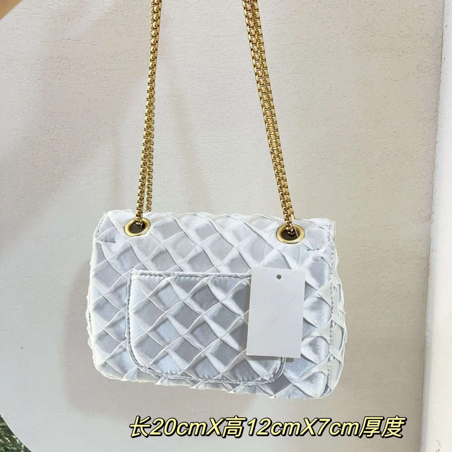 Woven Rhombus Embroidery Thread Sachet Chain Small Square Shoulder Messenger Niche Trendy Women's Purses Bag