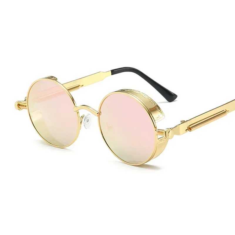 Classic Gothic Steampunk Sunglasses Luxury Brand Designer High Quality Men and Women Retro Round Metal Frame Sunglasses UV400C250411