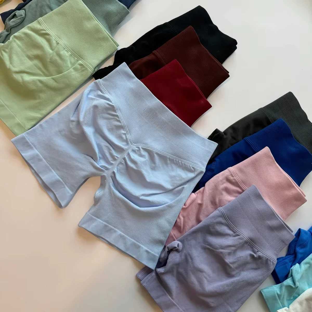 Impact shorts with low rib yoga shorts seamless patchwork Bum gym shorts training boots fitness bike shorts Y250412