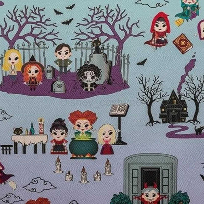 Disney New Disney Loungefly Mad Witch Print Backpack Mini ChildrenS Cartoon Bag Elementary School Backpack Convenient Travel Bag Gift X250412