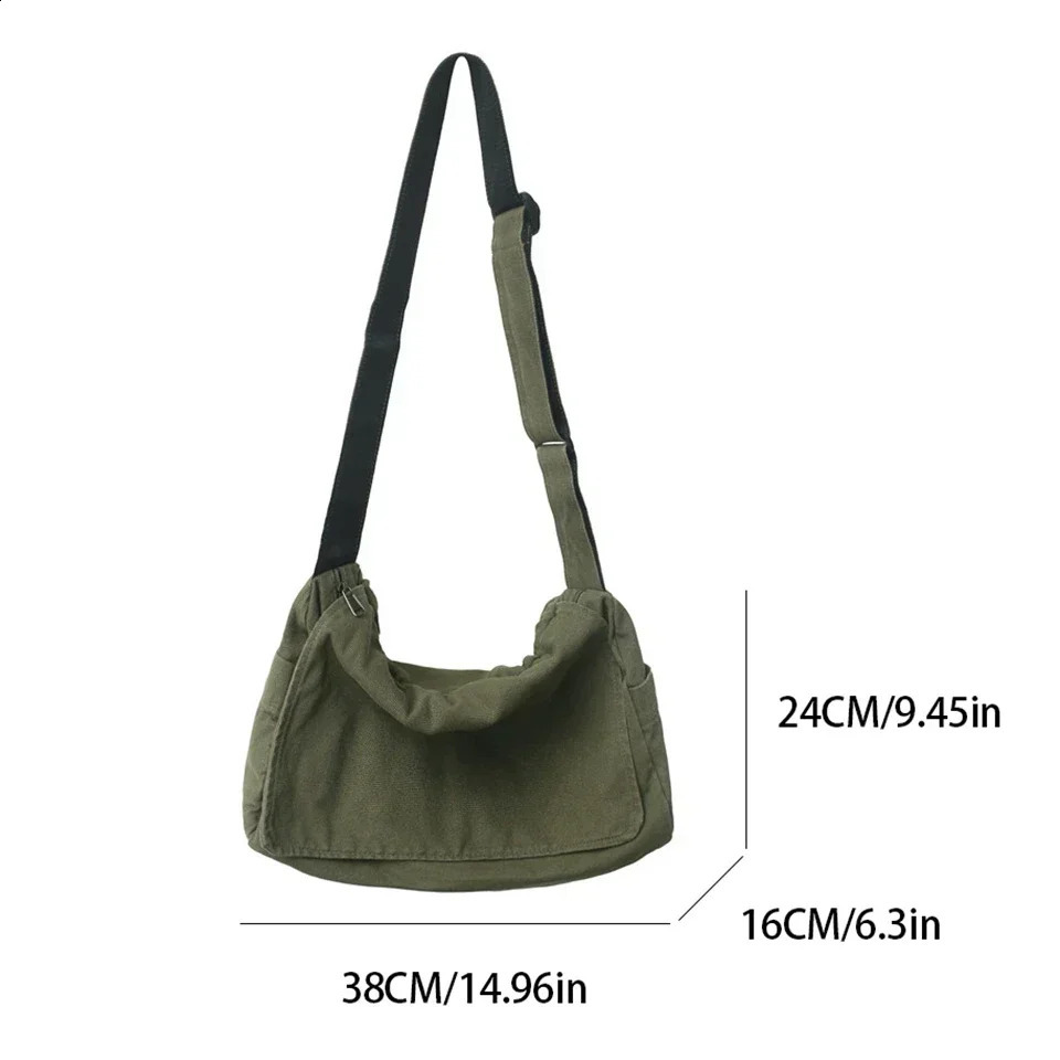 Womens messenger bag large capacity canvas shoulder bag solid color travel bag womens cross body handbag for female students 250411