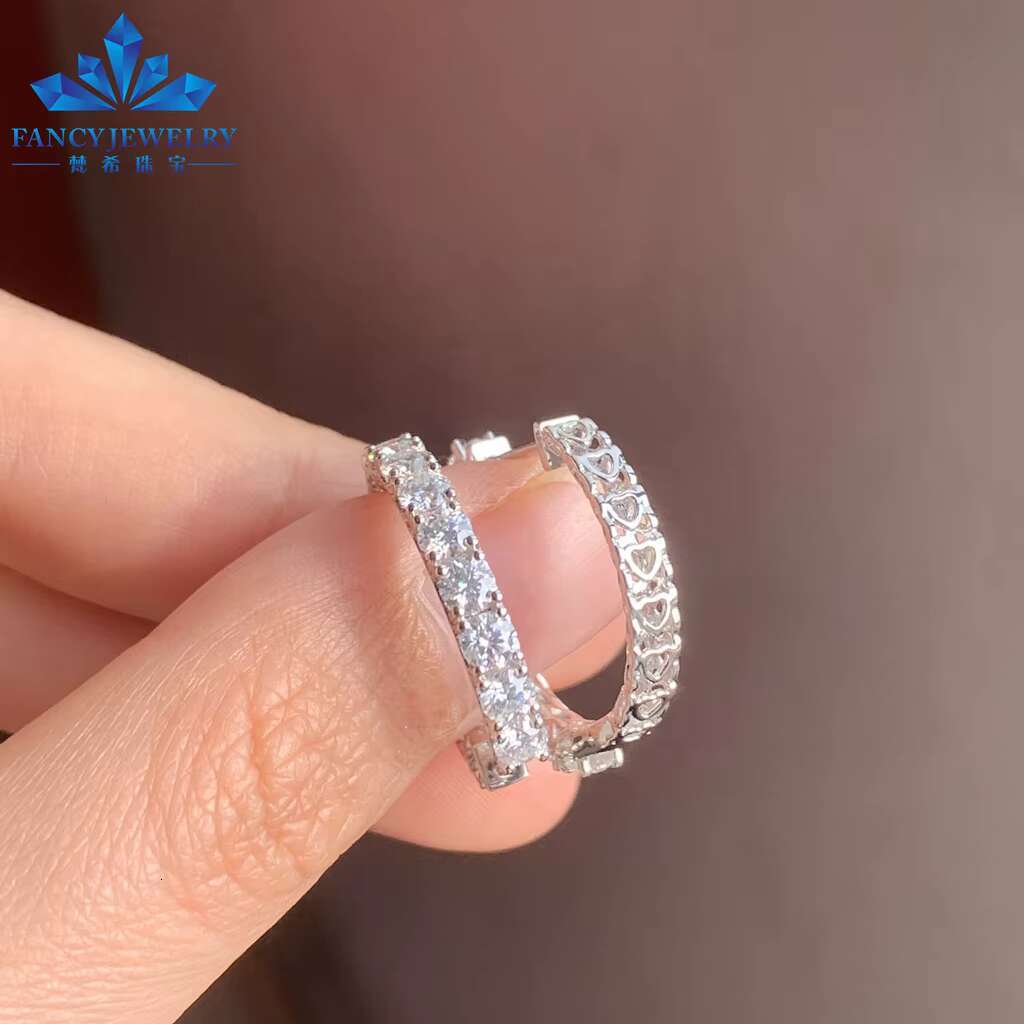 Fancy Fine Jewelry Anillo 585 750 Real White Gold Earring Dropping Set for Woman Half Eternity VVS Moissanite Earrings Hooks