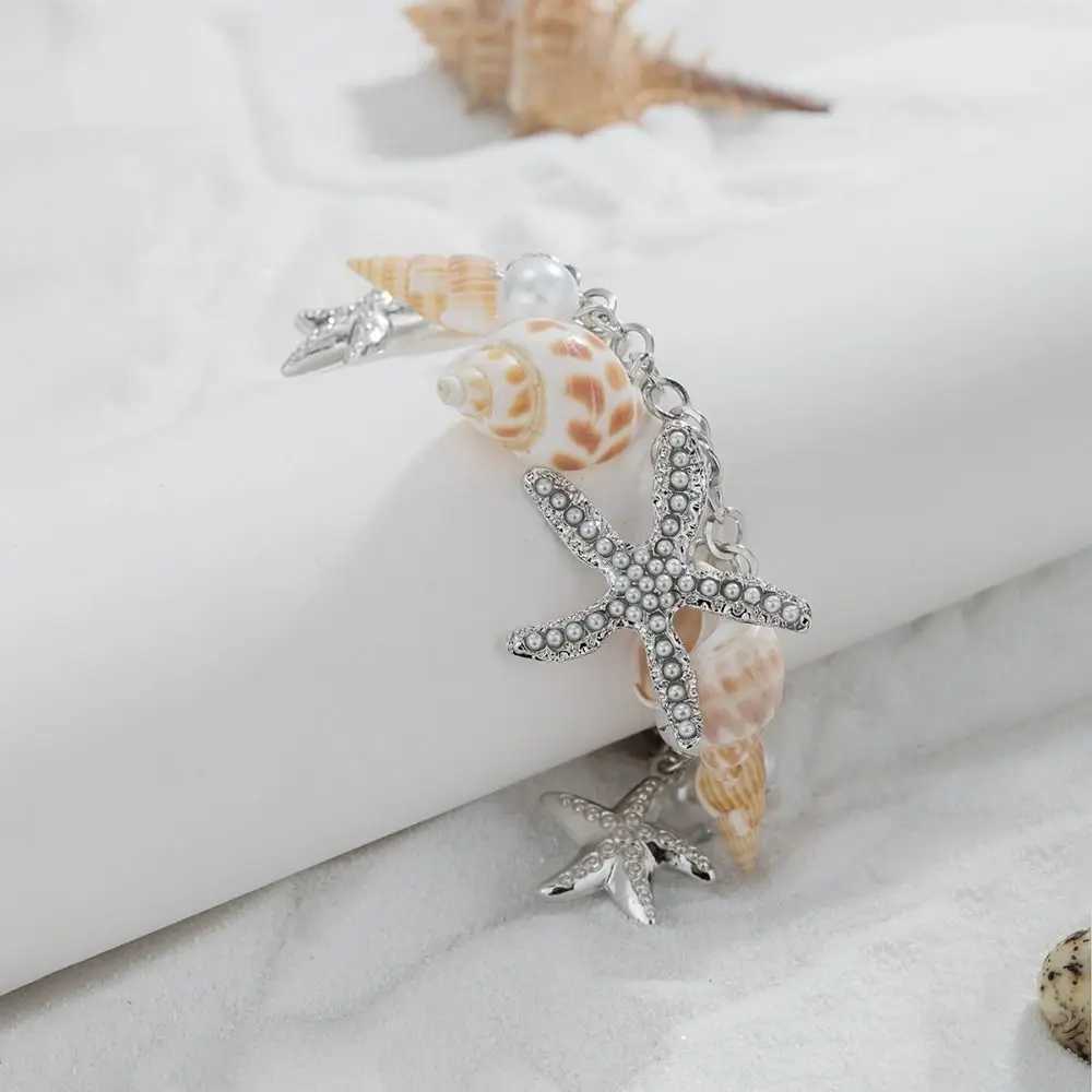Sea Series Shell Starfish Bracelet Ornaments Adjustable Bohemian Shell Beads Bracelets Imitation Pearl JewelryC250411