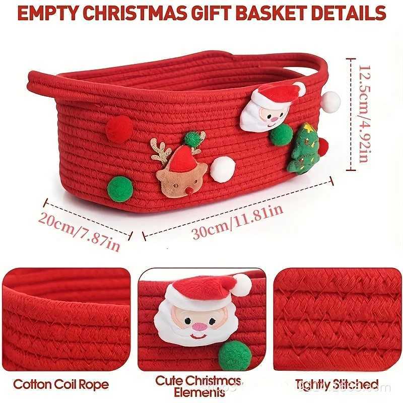 Christmas Gift Basket-Red Open-Top Storage Basket for Tree DecorationsPresentsCandy-Decorative Holiday He Decor Organizer Y251112