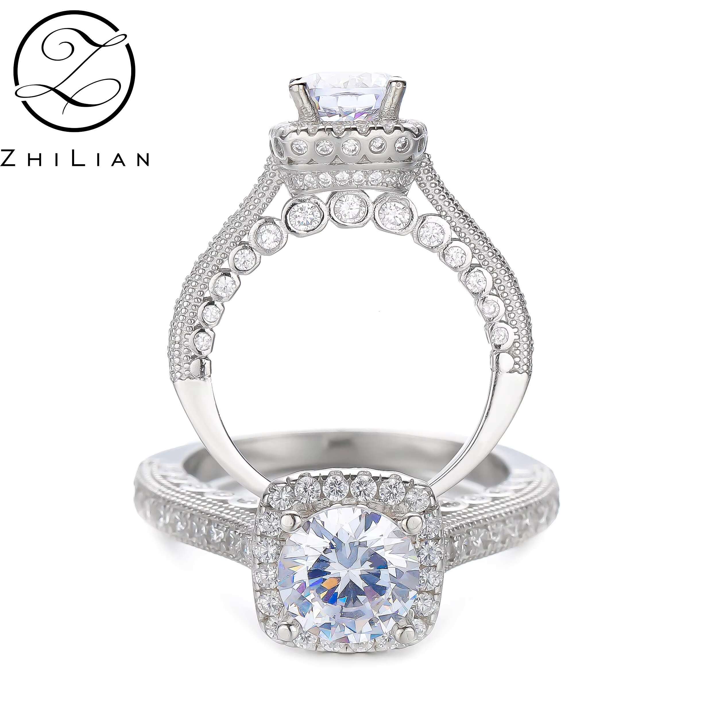 Silver Ring Diamond Custom wholesale Diamond Silver Rings Engagement Supplier