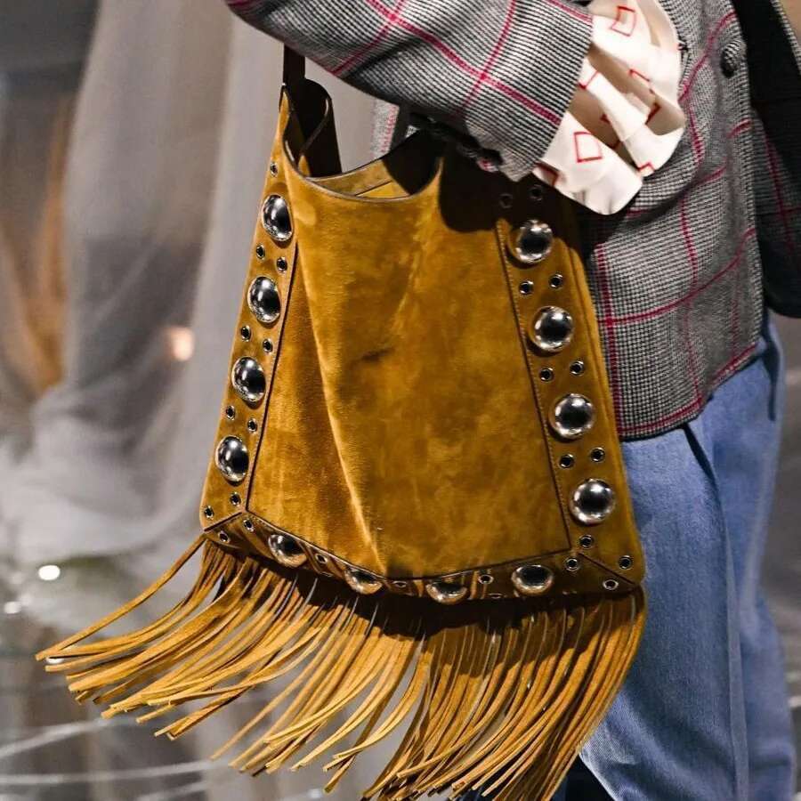 Niche Design Bohemian Style Fashionable Horizontal Square Shoulder Willow Nail Casual Women's Bag