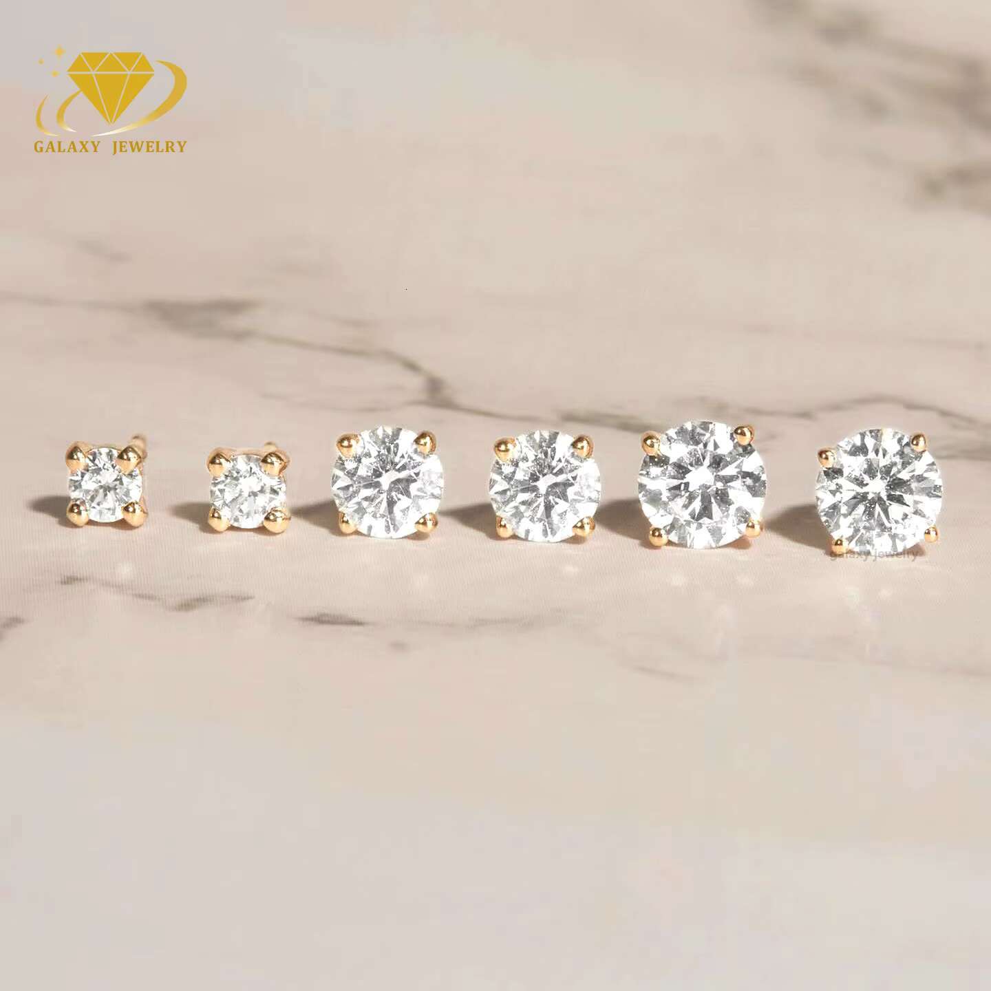 Elegant Fashion Jewelry Gold Earrings 10k 14k 18k Women Simple Luxury 925 Silver 4 Prong VVS1 Moissanite Diamond Stud Earrings