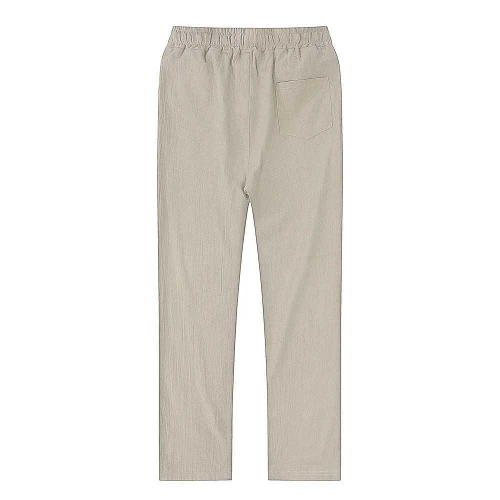 Mens cotton linen pants mens autumn new style breathable solid color linen pants fitness streetwear S-3XL W250411
