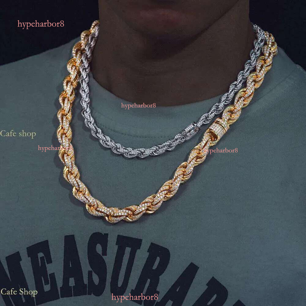 Designer Cuban k Fasion Pass Dia Tester 8mm 12mm Full Vvs Moissanite Iced Out Rope Chain Men Women Hip Hop Jewelry Twisted Necklace