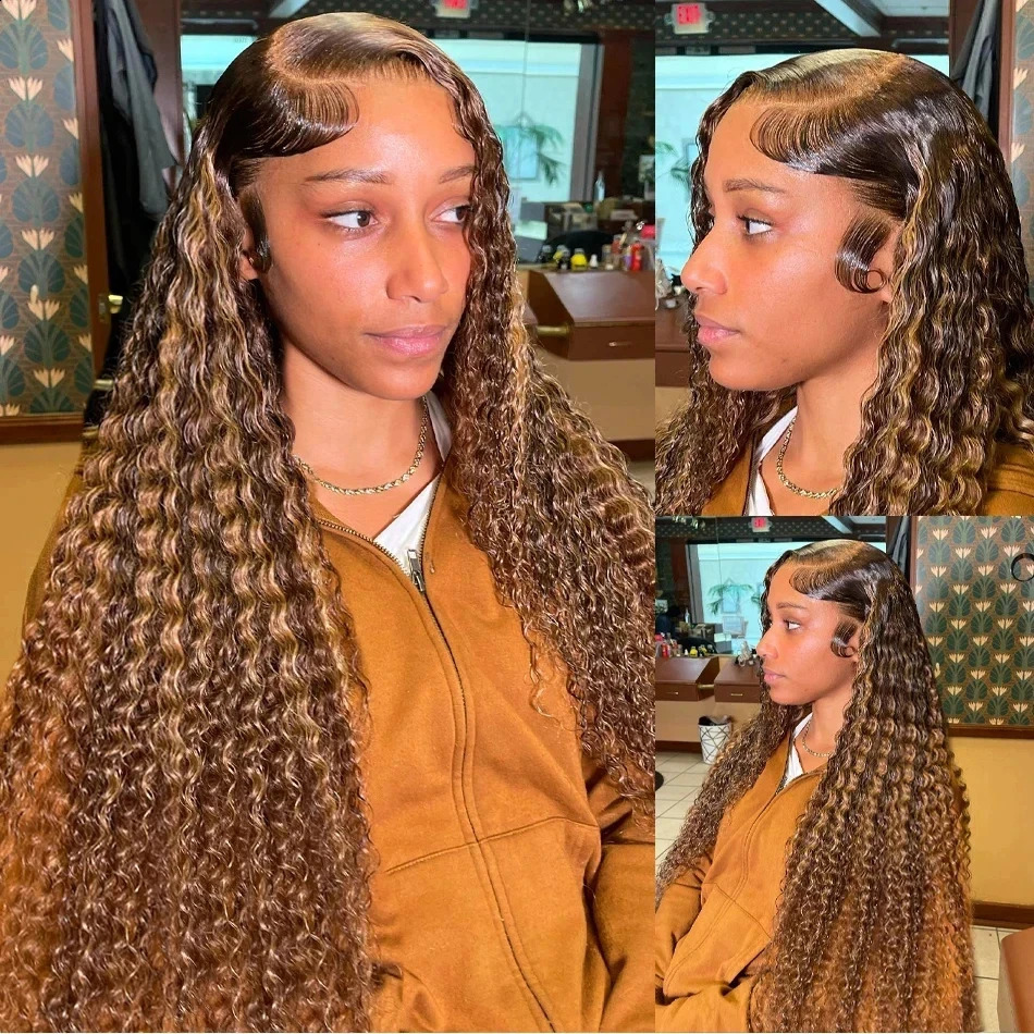 30 36 Inch Curly Highlight Wig Human Hair Honey Blonde 13x4 Lace Front Deep Wave 13x6 Hd Lace Frontal Wig Brazilian For Women 250409