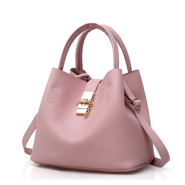 chhc ch womens bucket bag with large capacity perforated pu material exquisite and fashionable lock design