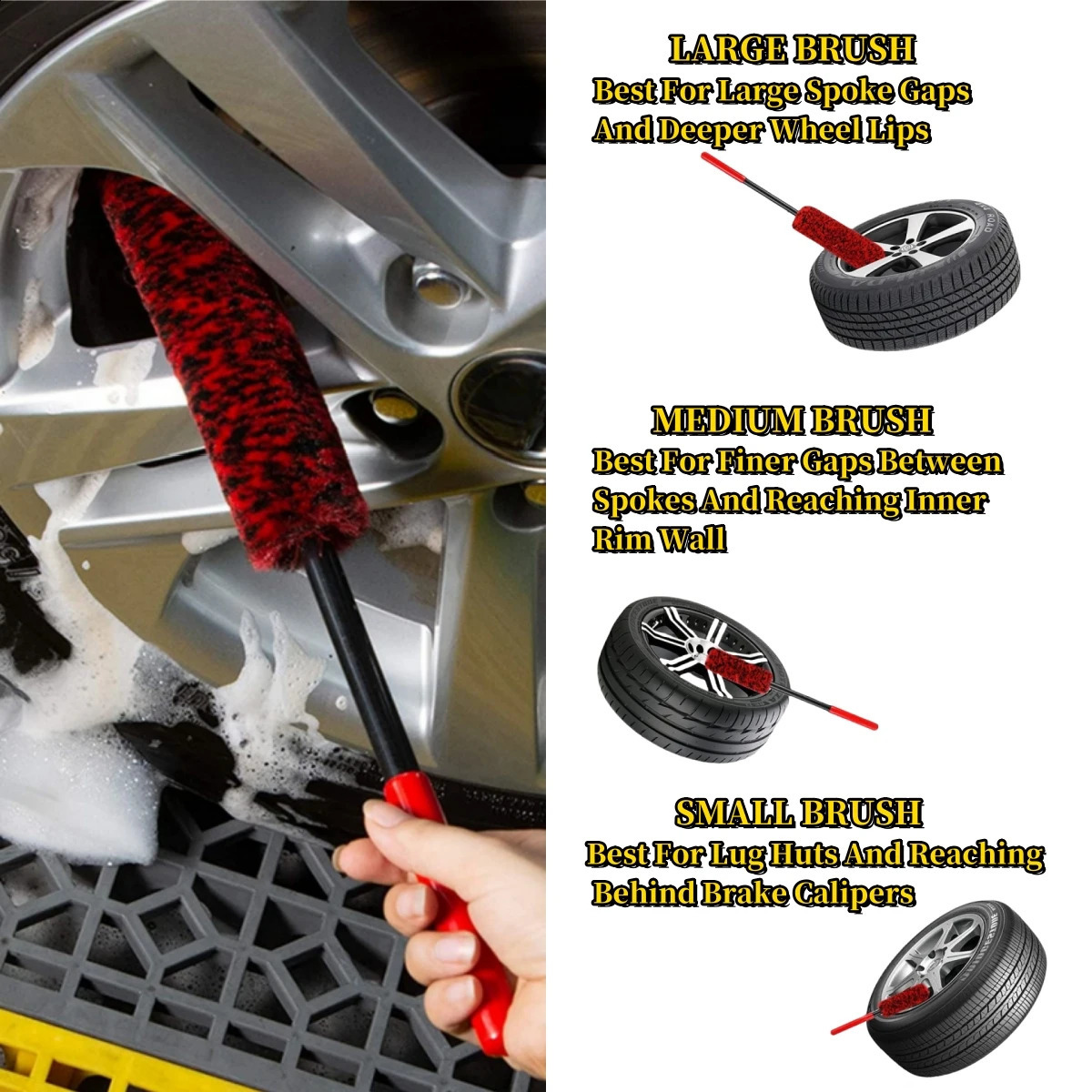 Car wheel detail brush bendable felt car cleaning tool used for wheels and tires easy to clean difficult reach 250407