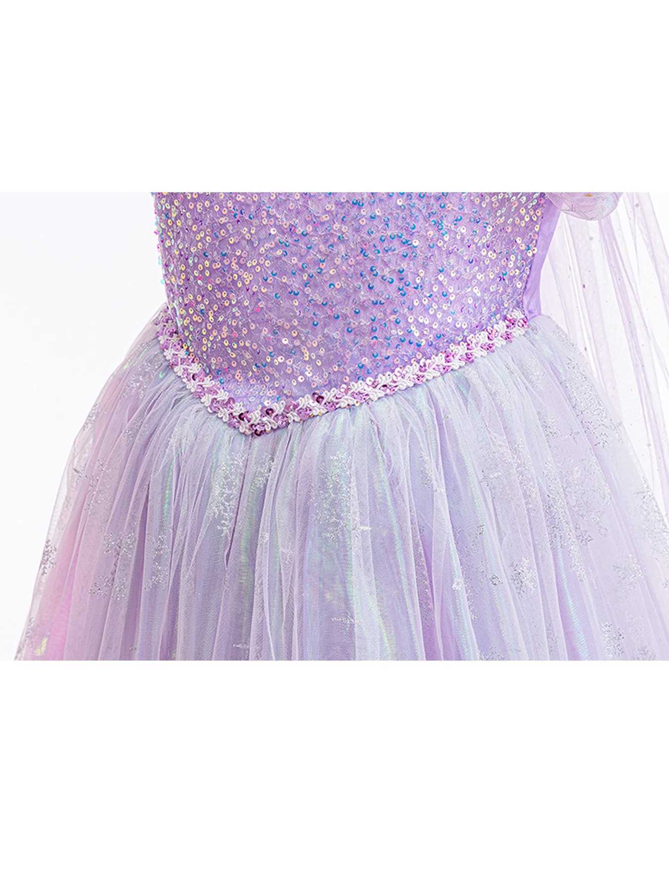 Disney Elegant girl with violet sparkling tulip princess dress puffs for sleep round neck zipper closure perfect for parties festivalsXJ250411