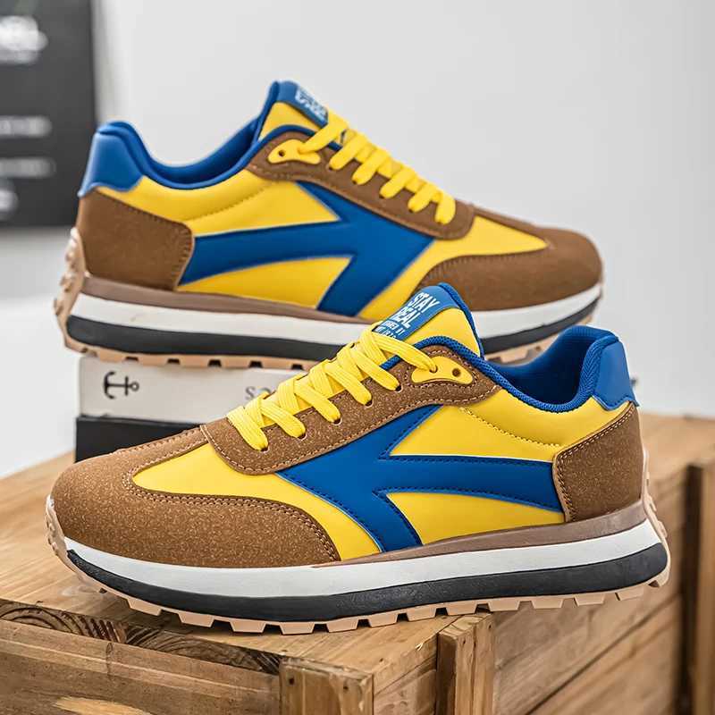 Fashionable Men Casual Shoes with Patchwork Color Straps for Student Training Cfortable Non Slip Vcani Tennis Sneakers Z250411