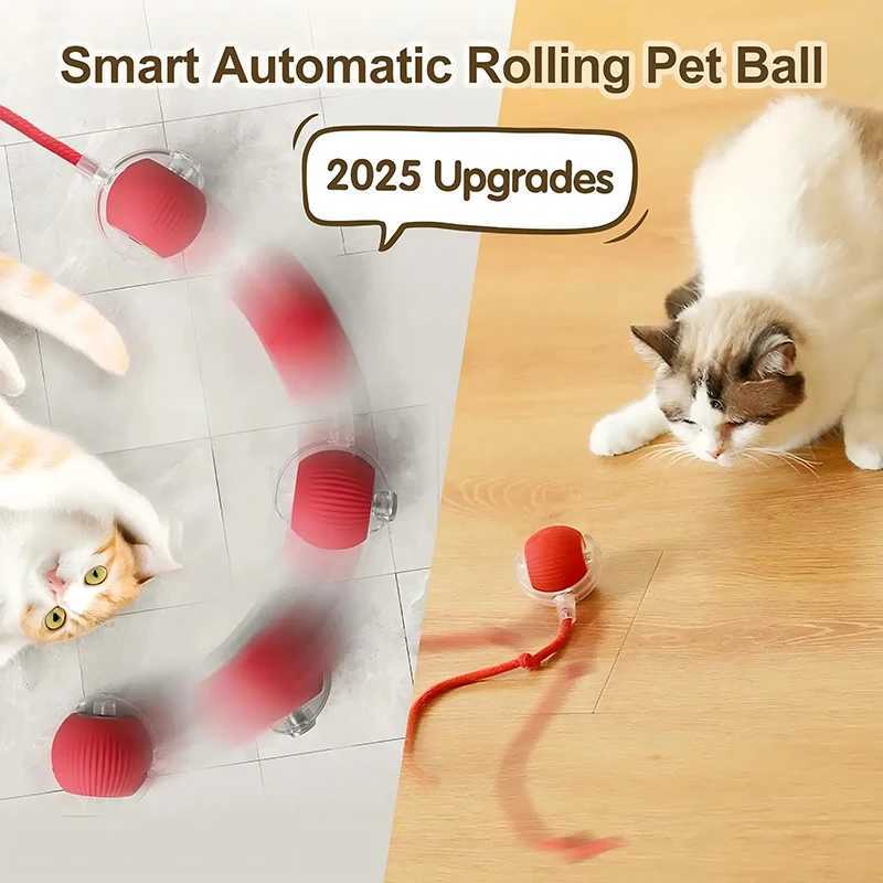 Cat toy automatic rolling ball artificial tail charging intelligent pet interactive ball electric toy dog training simulation mouse Y250412