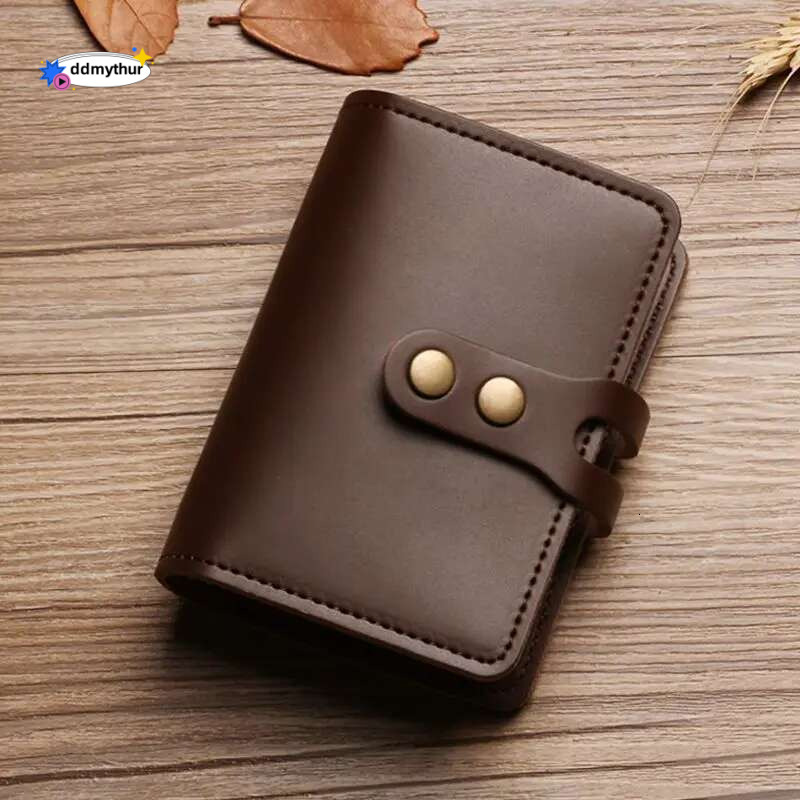 Men's Leather Bag Large Capacity Vintage Hasp Anti-theft Bank Credit Holder Case Translucent Business Card Wallet ddmythur