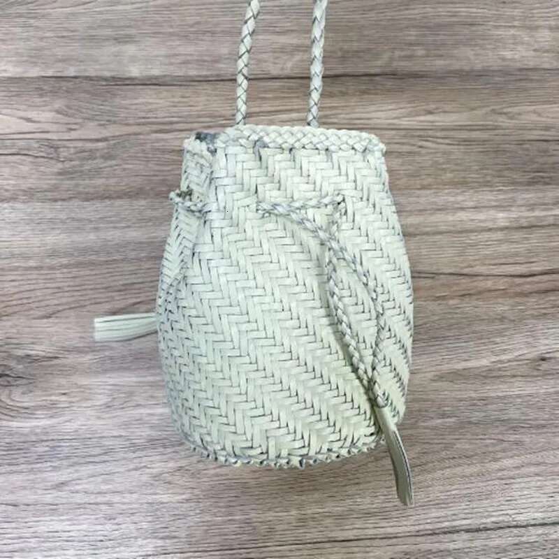 Designer Woven Totes Women Genuine Leather Cowskin Knitting Shopping Basket Handbag Female Bucket Bag Wholesale 2025 New
