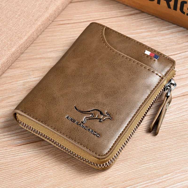 Mens wallet leather business card holder zipper wallet wallet mens RFID protection wallet Carteira Masculina wallet Z250411