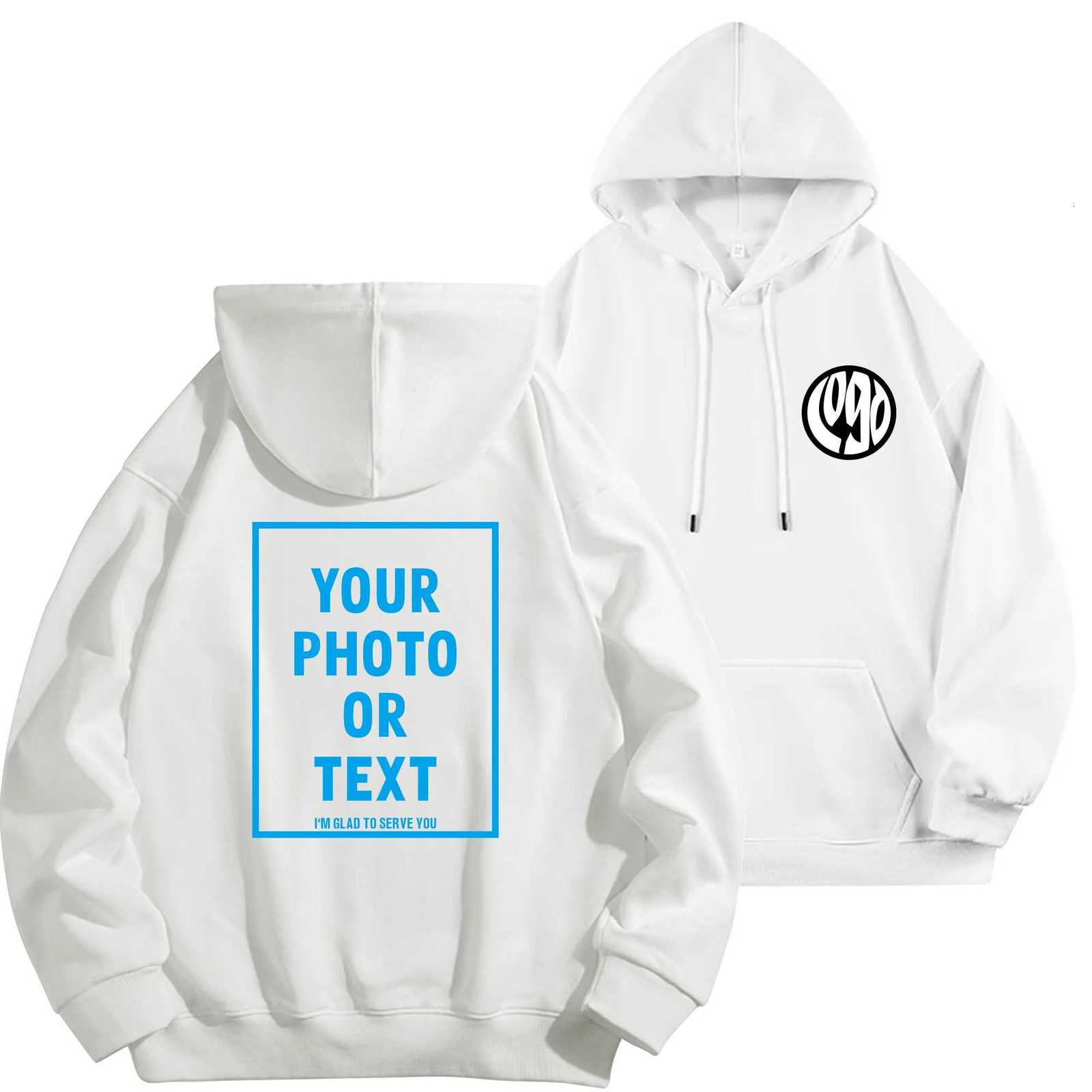 POD customization DIY customization of your brand 320GSM heavyweight new autumn and winter casual pure cotton quality mens top solid color hT251112