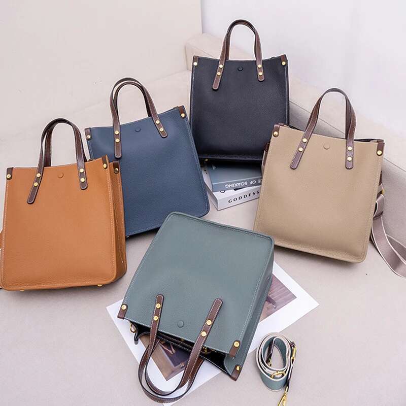 Hifashion 3 Layers Genuine Leather Vertical Tote Handbags For Women 2025 Trend Designer Big Work Ladies Shoulder Crossbody Bags