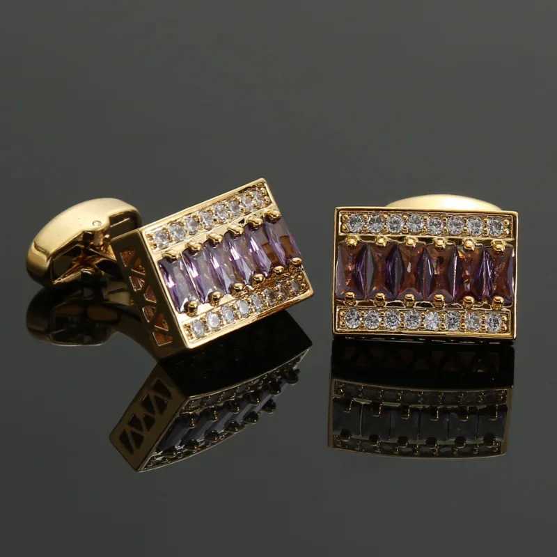 High quality mens cufflinks crystal rhinestone square French cufflinks luxury business wedding jewelry accessories giftsT250412