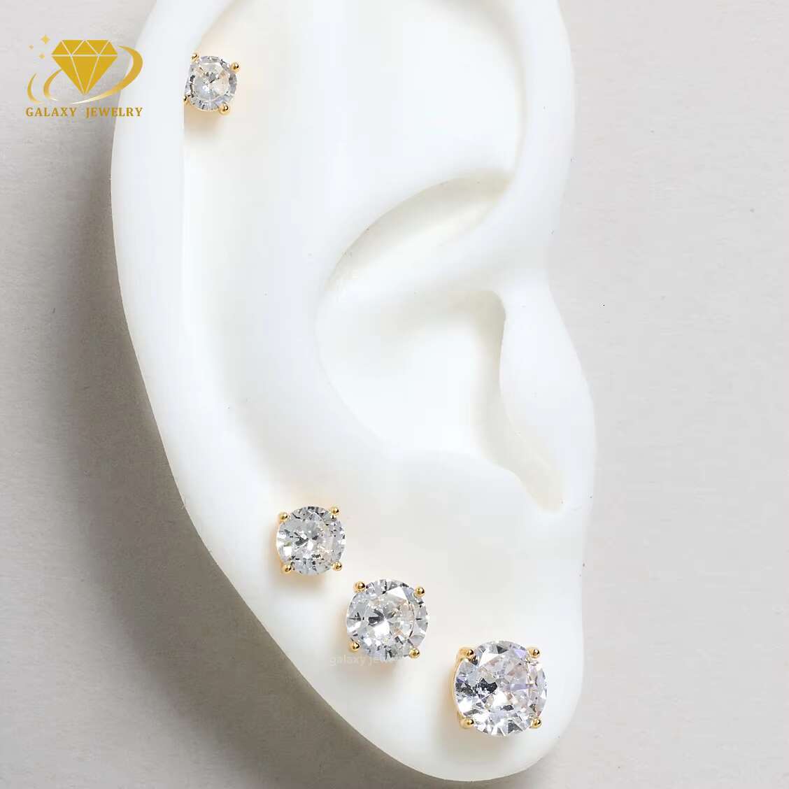 Custom Handmade Gold Earring Set Real 100% Pass Diamond Tester 0.5ct 1ct 2ct D VVS Moissanite Wedding Engagement Stud Earrings