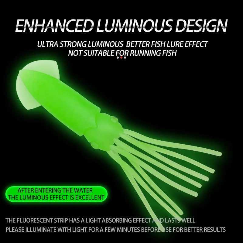 5Pcs Fishing Soft Squid Lures Silicone Squid Trolling Jigs Bait Accessories Luminous Artificial Saltwater Octopus Z250411