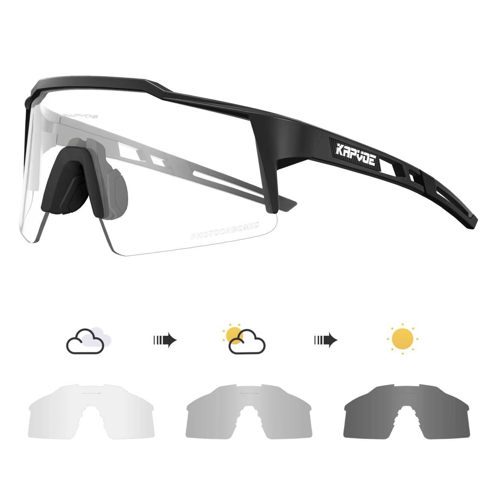 Kapvoe Photochromic Cycling Sunglasses for Men Women Bike Glasses Riding Driving UV400 Mountain Bicycle Goggles Eyewear SportsC250411