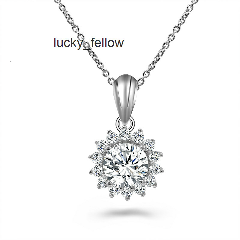 925 Silver Moissanite Necklace 1ct round VVS/D GRA Certified Bridal Engagement Gift for Women