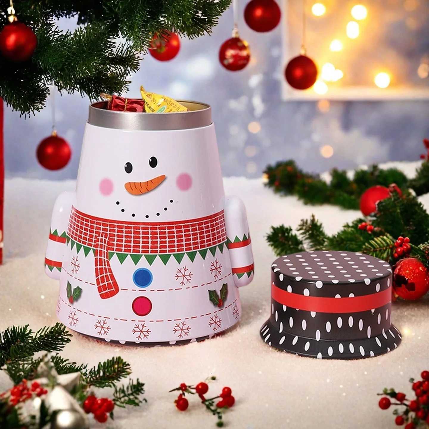 Christmas Christmas Cookie Tins with Lids for Gift Giving Small Xmas Tin Containers Round Metal Christmas Tins Empty Cookie Jar Y251112