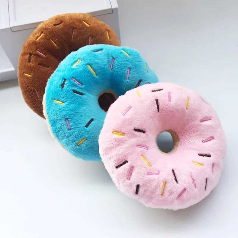 High Quality Soft Dog Doughnut Plush Pet Dog Toy Dog Chewing Toy Cute Puppy Squeezer Sound Toy Fun Puppy Mini Dog Interactive Toy T2504012