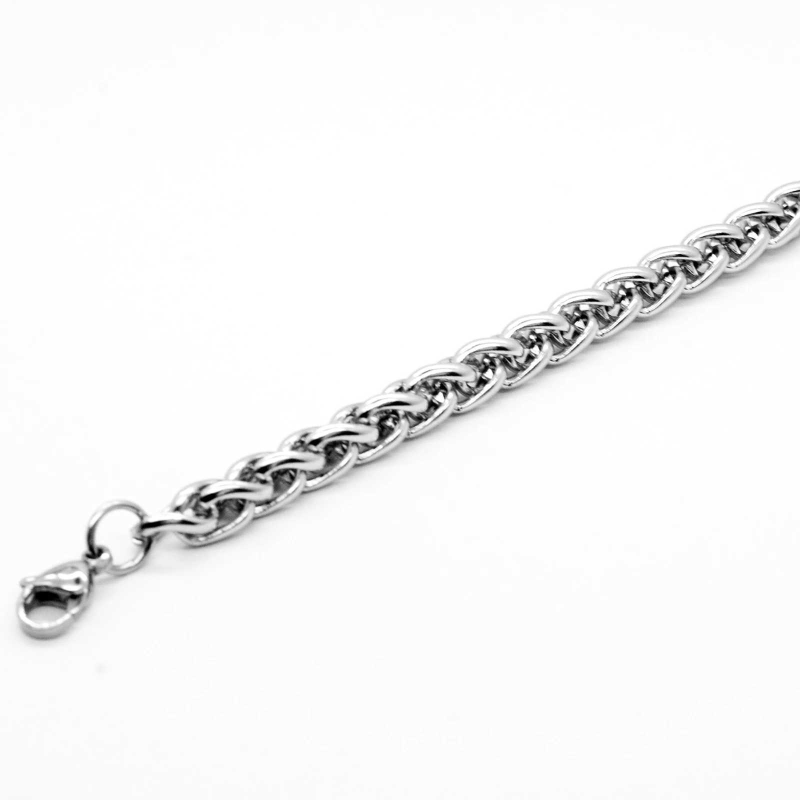 1PC 19-25cm Stainless Steel Bracelets Curb Cuban Silver Color Classic For Men Dragon Link Chain Bracelets Anklet Fashion JewelryC250411