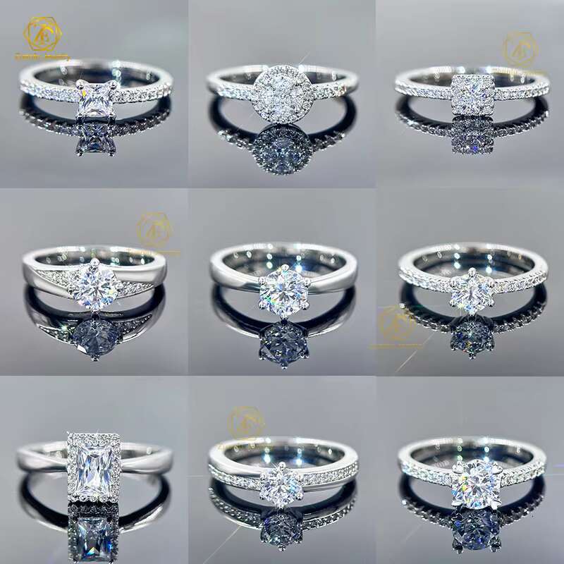 Zuanfo Jewelrys Latest 14K White Gold Ring Six Claws 2CT VVS Brilliant Cut Moissanite Trendy Wedding/Party Engagement Gift