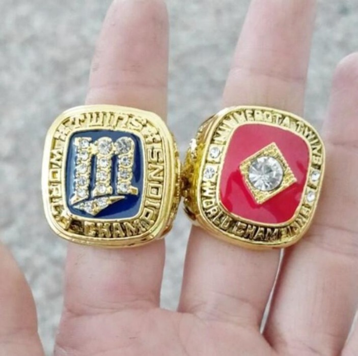 1987 1991 World Series Baseball Twins Team World Series Champion Championship Ring With Wooden Display Box Souvenir Men Fan Gift Wholesale 2025 Commemorative ring
