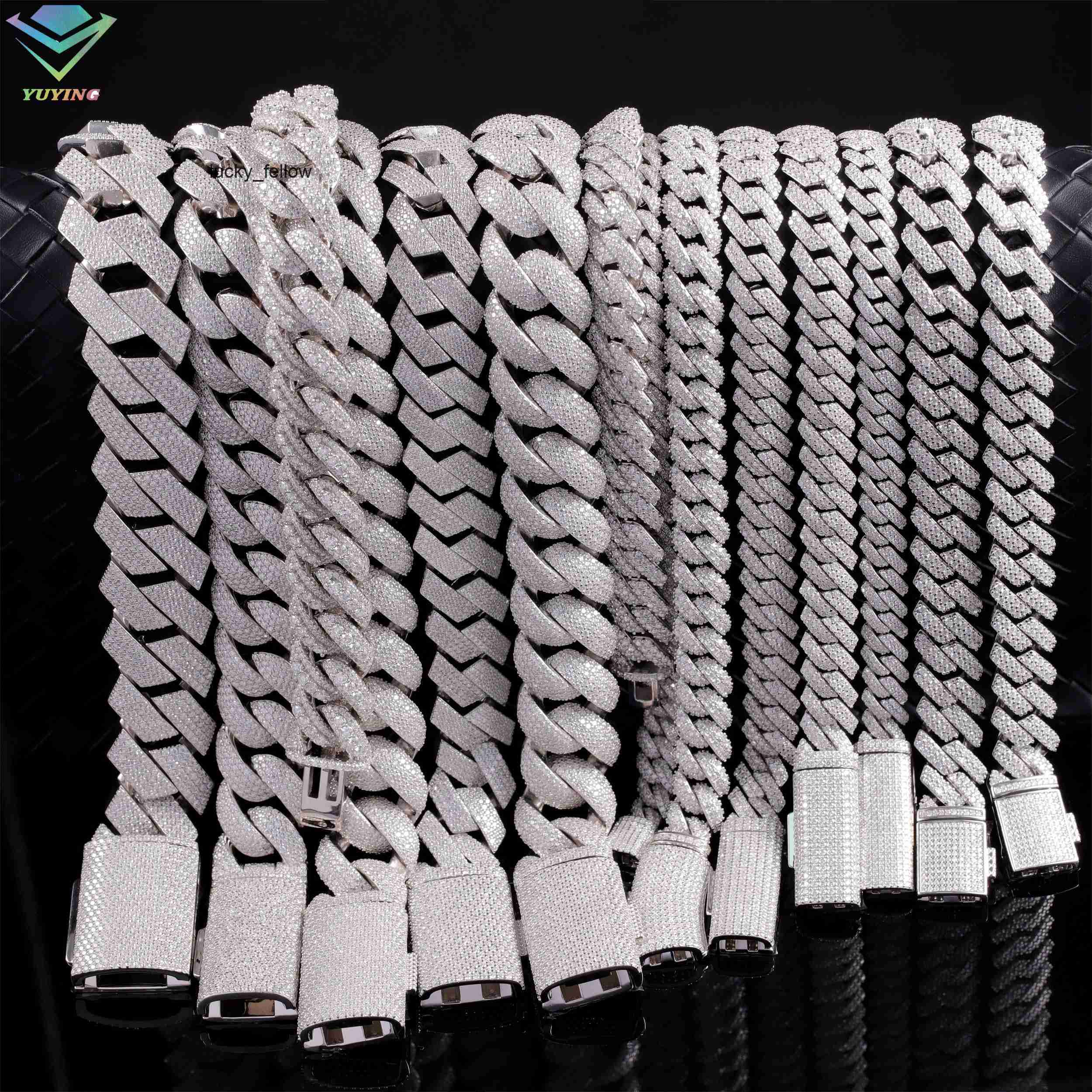 Wholesale Hip Hop Jewelry 8mm 10mm 12mm VVS Diamond Necklace Dropshipping Silver Iced Out Cuban Link Moissanite Chain