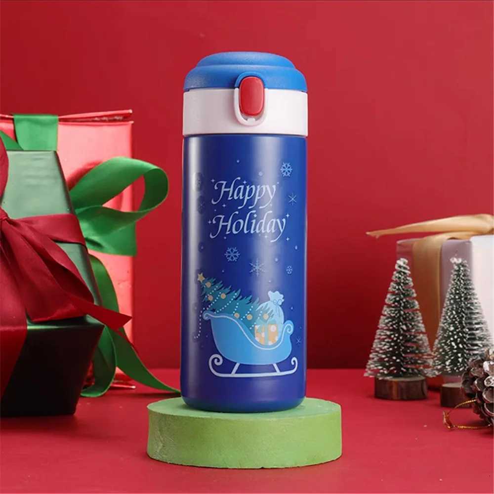 Christmas New Stainless Steel Christmas Thermos Cup Elk Santa Vacuum Water Bottle Thermos Cup With Lid Christmas Gift For Girl Friend Y251112