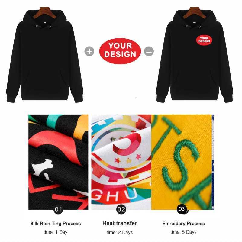 POD customization Customized Hooded Sweatshirt With Printing Embroidery Personalized Photos Casual 100 Pure Cotton And Plush Thick PulloverT251112