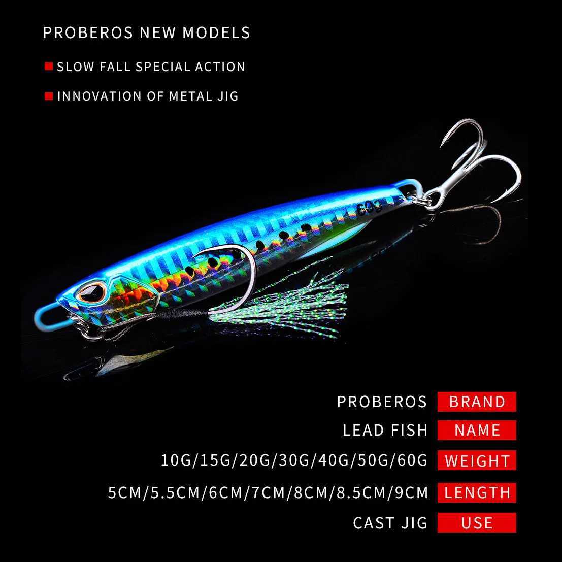 10-60g Metal Jig Fishing Lure Trolling Hard Artificial Bait Bass Fishing Bait Tackle Trout Jigging Lure Jigs Saltwater Lures Z250411