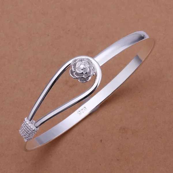 925 Silver Plated exquisite luxury gorgeous fashion wedding women lady bracelet bangle charm stamped nice birthday gift B179C250411