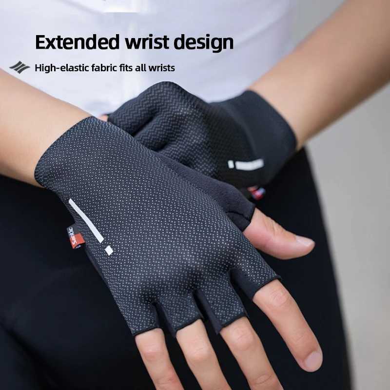 SANTIC Mens Cycling Glove Porous Breathable Bike Fingerless Gloves High-elastic Cushioning Sports Gloves Bicycle AccessoriesC250412