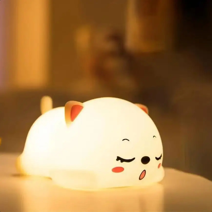 Luminous Cute Animals Panda Rabbit Duck Cute Silicone Lamp Cloud Star Christmas Gift Children USB Charging Warm Soft Light 250411