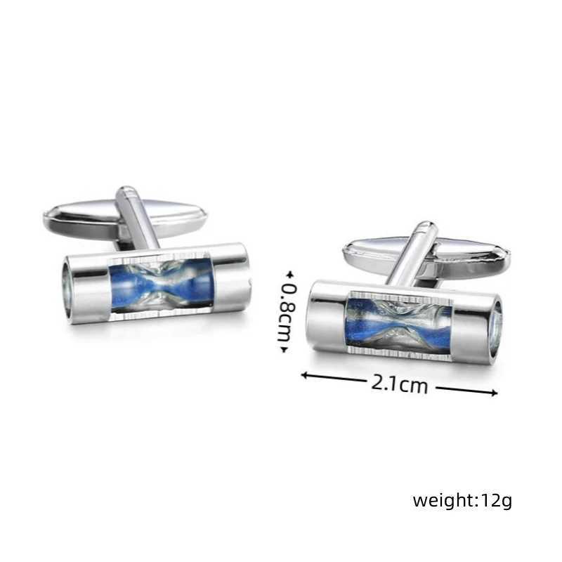 Classic Mens French Shirt Cufflinks Blue Time Hourglass Cufflinks Button Wedding Accessories Jewelry GiftsT250412