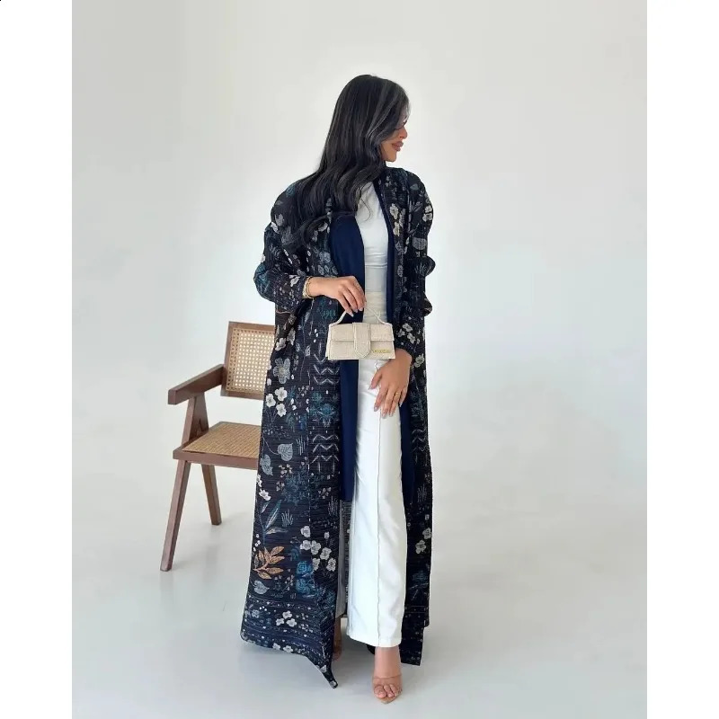 KAF Womens y Long Abaya SpringSummer Collection Retro Printed Original n Loose Large Open cardigan Tie Arab 250411