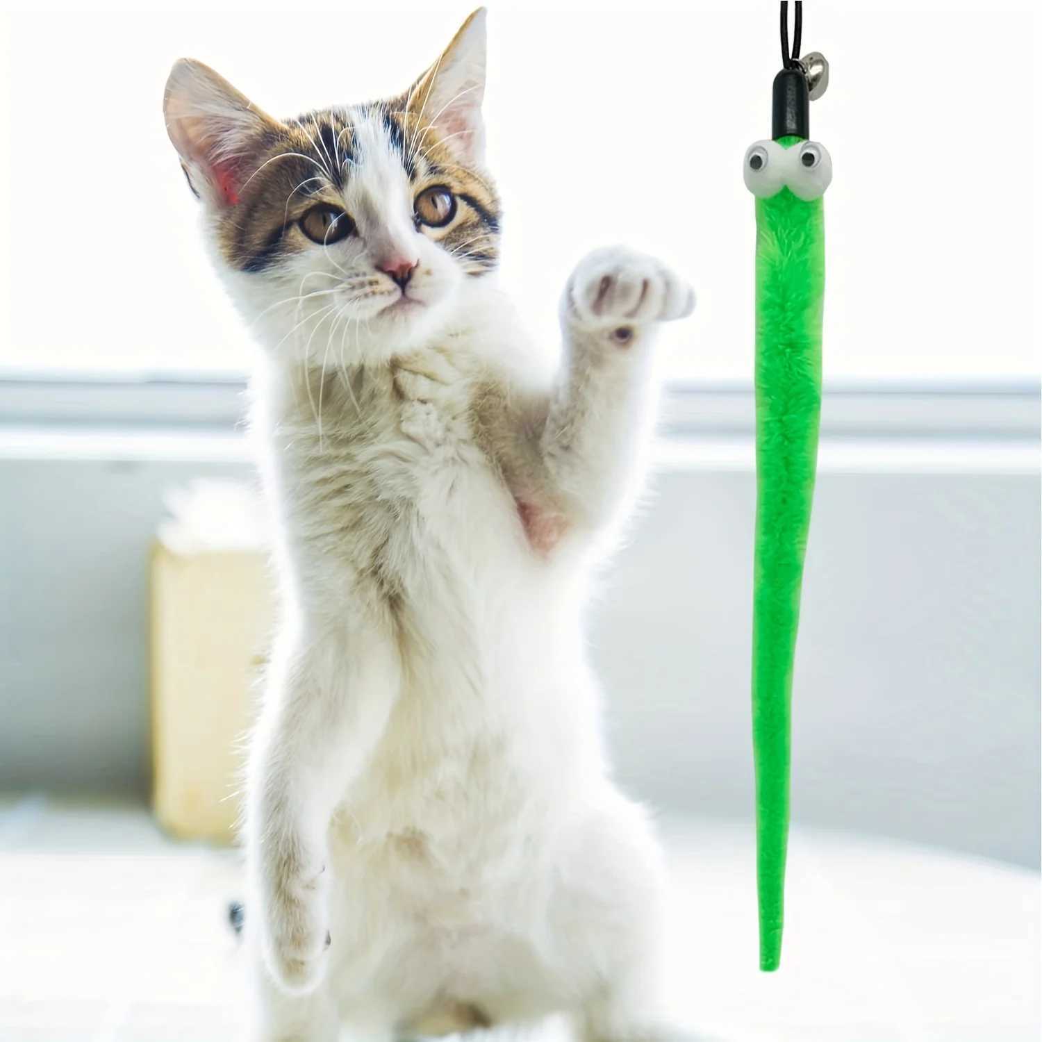 9 cat stick toys cat feather toys interactive cat toys worms for indoor cats Y250412