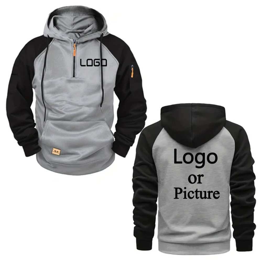 POD customization Custom printed hoodie color-blocked casual stylish warm hooded sweatshirt unisex personalized street style hoodieT251112